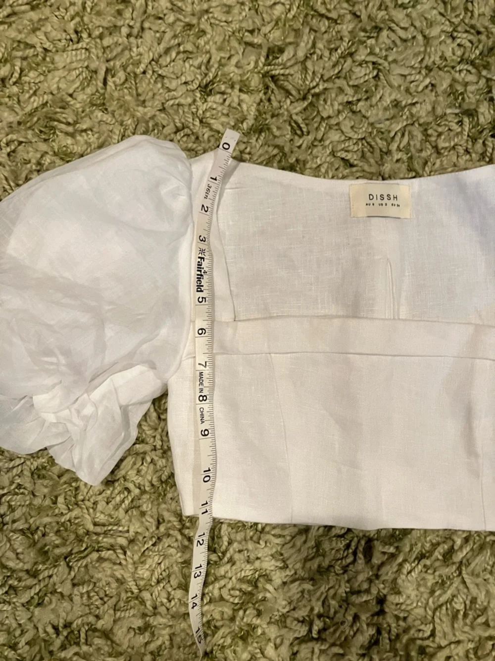 DISSH Aisle white linen puff sleeve crop top - Picture 6 of 8